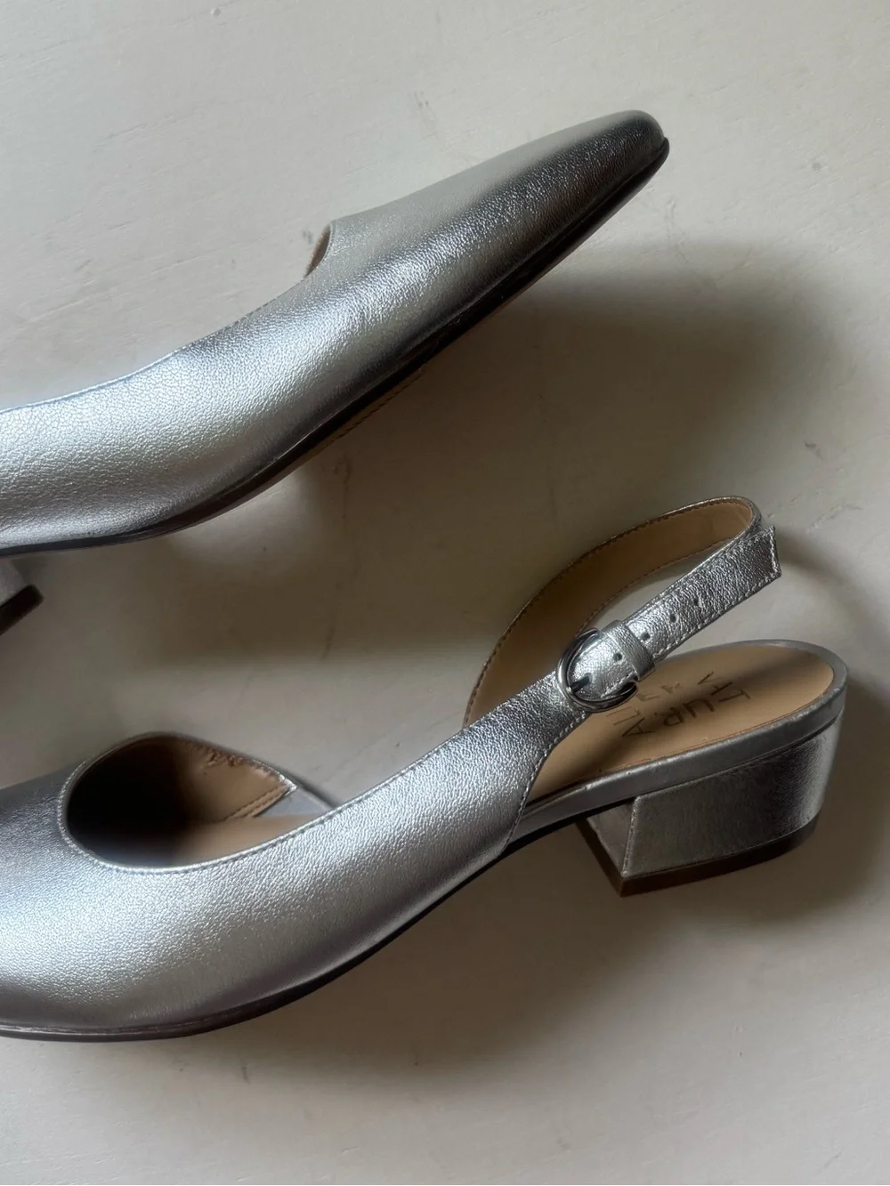 Nauralizer Banks Silver Leather Slingbacks